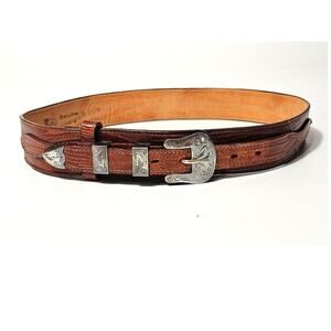 Vintage Justin brand lizard skin belt a ranger-style belt 28